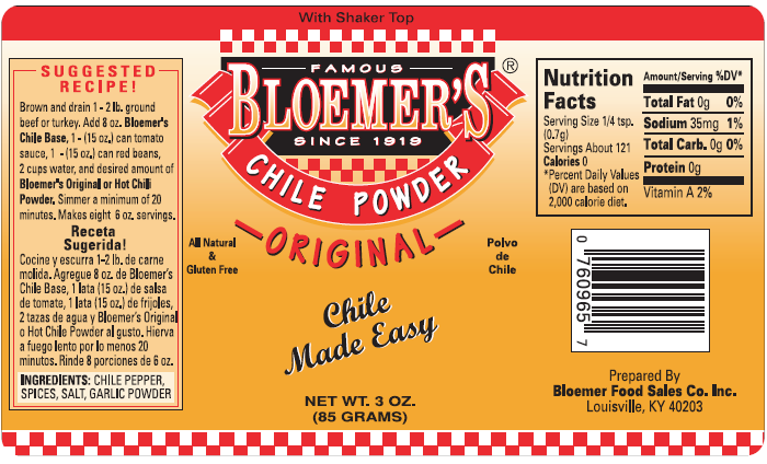 Chile Powder Label for Bloemers from Louisville Label