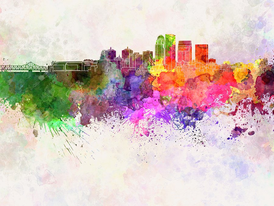 Louisville Skyline in watercolor