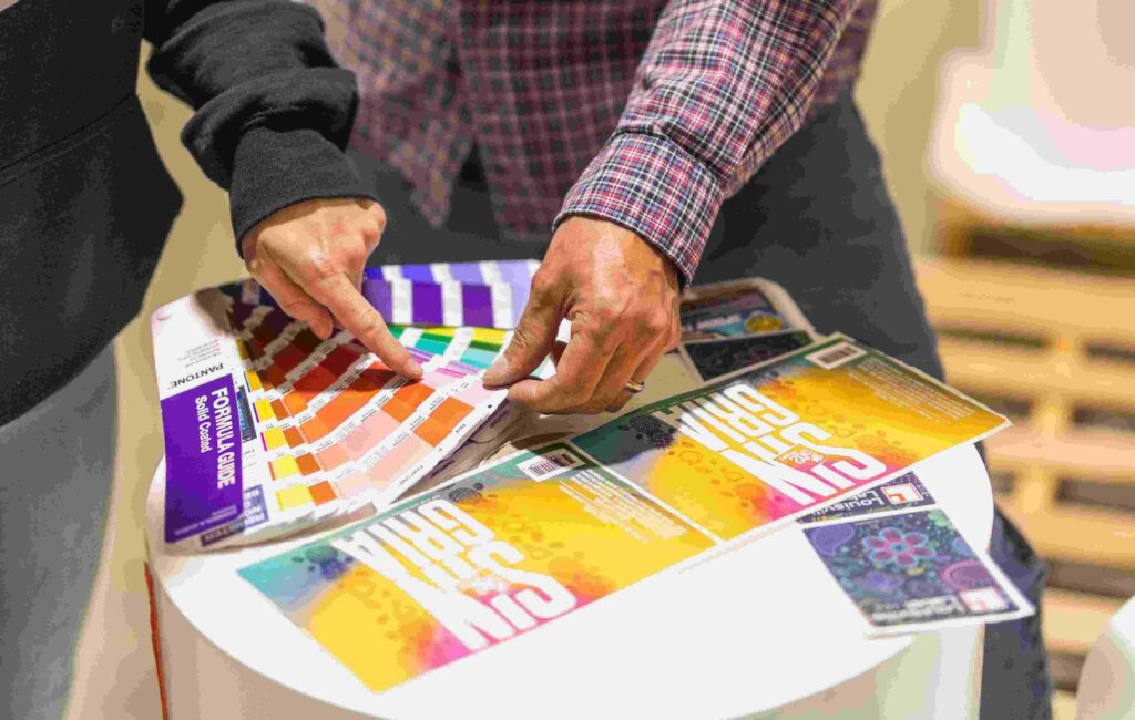 staff looking at color selections