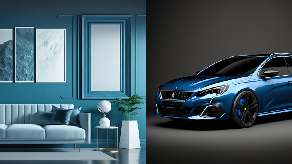 blue room and blue car design